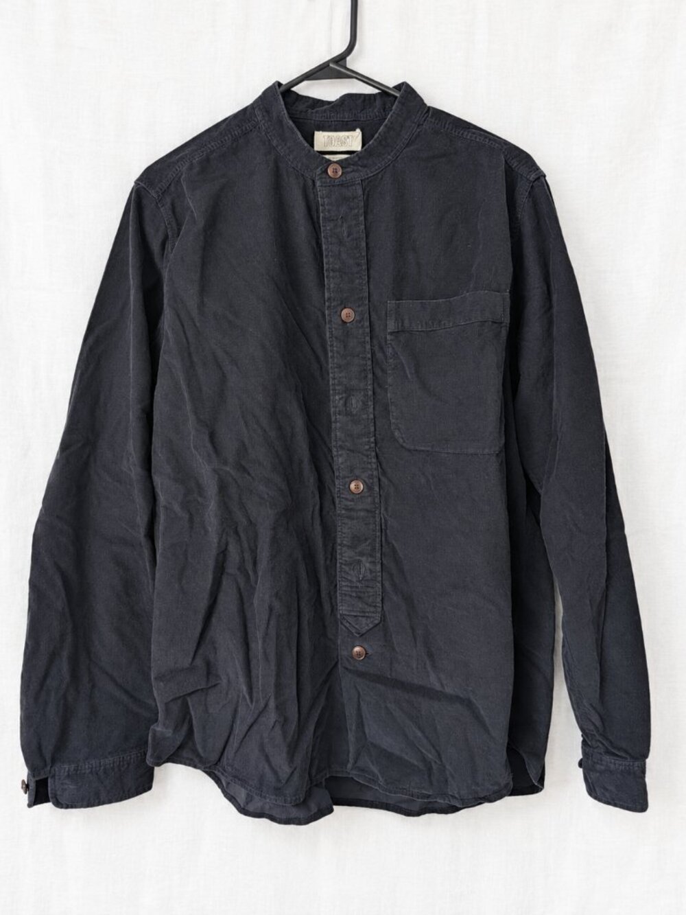 TOAST UK Charcoal Cotton Band Collar Shirt Size L Unisex
